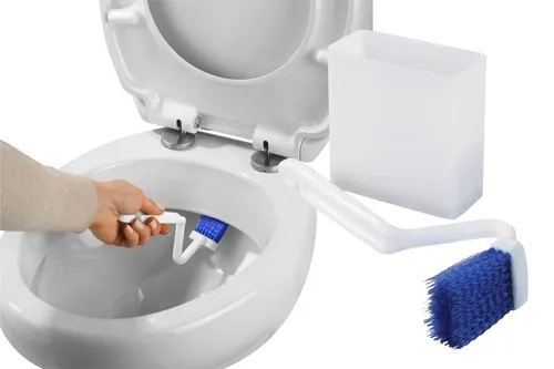 Maximex WC-Randreiniger mit Box - WC-Bürsten & Halter, abgewinkelte Reinigungsbürste für gründliche Reinigung des WC-Rands, inklusive Wandaufbewahrungsbox für einfache Lagerung.