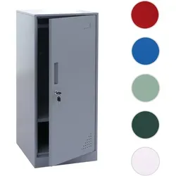 Mendler Spind HWC-P63 - Stabiler Wertfachschrank mit Kleiderstange - Robuster Spind aus kaltgewalztem Stahl, ideal für Umkleiden und Büros. Mit abnehmbarem Regalboden, sicherem Drehriegelschloss und praktischem Etikettenhalter. Maße: 90x38x45 cm, belastbar bis 25 kg pro Fach.