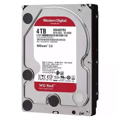 WESTERN DIGITAL RED 4TB HDD für NAS - 4TB SATA III Festplatte mit 5400 U/min, ideal für NAS-Systeme und optimale Datenverfügbarkeit in einem kompakten 3,5 Zoll Format.