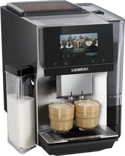 Siemens Kaffeevollautomat EQ700 iAroma mit Touchscreen - Espressomaschine mit 2,4 L Wassertank, integriertem Mahlwerk und Milchaufschäumer. Genießen Sie vielfältige Kaffeevariationen mit einem interaktiven Touchscreen für einfache Bedienung.