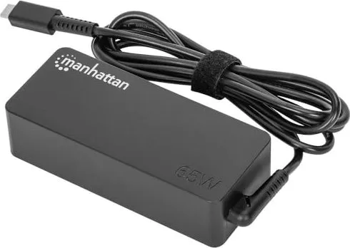 Manhattan USB-C Power Delivery Laptop Charger 65W, AC to Type-C Power Adapter, Universal Voltage Compatible with Most Notebooks, Ideal as Second or Replacement Power Supply, Includes Detachable AC Power Cable and Built-in USB-C PD Cable, Black - USB-C Net