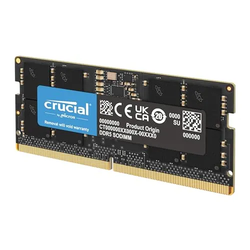Crucial DDR5 RAM 32GB 5200MHz SODIMM - Hochleistungs-Arbeitsspeicher für Laptop/Notebook, bietet 50% mehr Datentransfer als DDR4 für blitzschnelle Ladezeiten und optimiertes Multitasking.