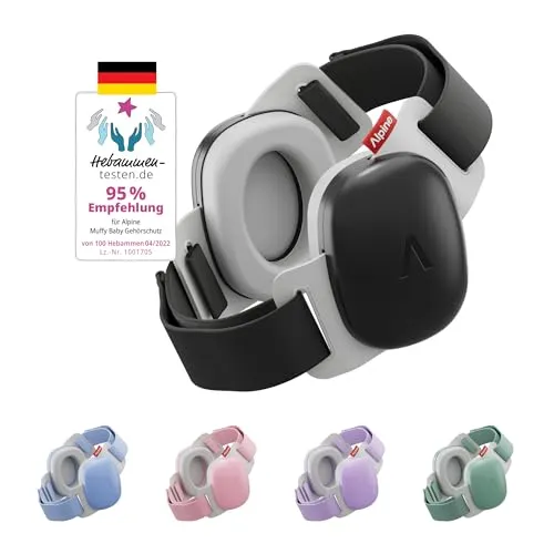 Alpine Muffy Baby Comfort - Gehörschutz für Babys & Kleinkinder - Getestet in Deutschland - Einzigartiges Kopfband für Sicheren & Bequemen Sitz - Verstellbar <5 Jahren - Kopfhörer Lärmschutz, Schwarz
