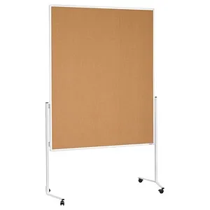 magnetoplan Moderationswand 120 x 150 cm braun - mobile Pinnwand mit stabiler Korkoberfläche und feststellbaren Rollen für flexiblen Einsatz
