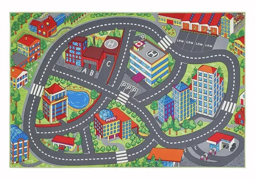 Kinder-Spielteppich - multicolor - Autobahn - 100x150 cm
