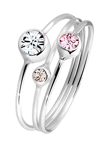 Elli Ring Damen Stapelring Set Modern mit Kristallen aus 925 Sterling Silber - Elegantes Stapelring-Set aus 925 Sterling Silber, verziert mit funkelnden Kristallen. Perfekt für jeden Anlass – ob festlich oder casual. Handgefertigt in Deutschland und in hochwertiger Juweliersqualität.