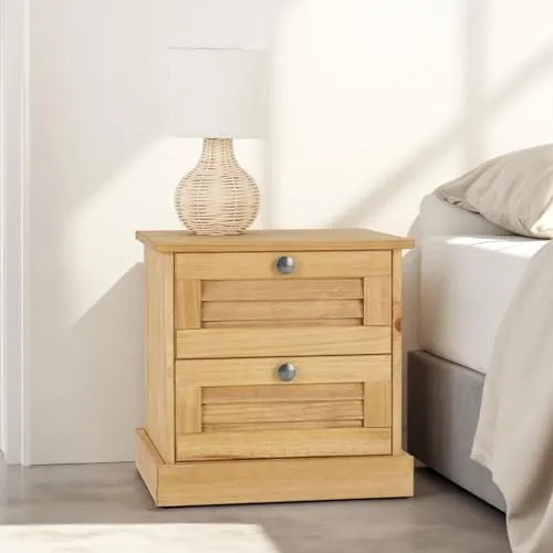 IDIMEX Nachtkommode VENETA - Nachtkonsole im Landhausstil mit 2 Schubladen aus massivem Kiefernholz, ideal für gemütliche Schlafzimmer und praktischen Stauraum.