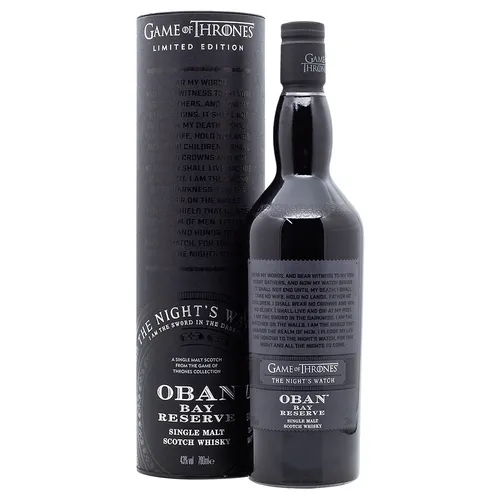 Oban Bay Reserve GAME OF THRONES - The Night's Watch 43% Vol. 0,7l - Exklusiver Whisky aus der Game of Thrones Collection, inspiriert von der Nachtwache. Vollmundig mit maritimen Noten und edler Geschenkbox – ideal für Sammler und Fans.