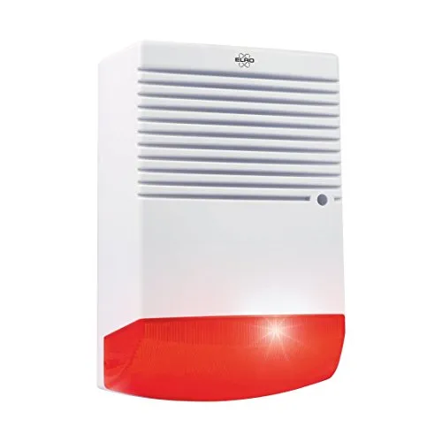ELRO ADS1F Dummy Alarmsirene - Attrappe mit LED-Blitzlicht - Sirenen-Attrappe zur Diebstahl- und Vandalismusprävention, mit echtem Sirenen-Aussehen und blinkendem LED-Licht für optimale Abschreckung. Einfache Installation, inkl. Batterien und 2 Jahre Gewährleistung.