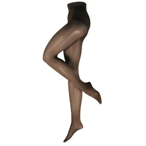 Nur Die Figura 25 DEN Shaping-Strumpfhose transparente glänzende Feinstrumpfhose breiter Komfortbund Bauch-Weg Damen, schwarz, M