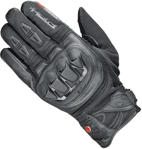 Held Sambia 2in1 Evo Leder-Textilhandschuh kurz – Gore-Tex – Schwarz - Motorradhandschuhe mit innovativem 2in1-System: eine Kammer wasserdicht, die andere ungefüttert für Flexibilität bei jedem Wetter. Höchster Komfort und Sicherheit durch Knöchelschutz und atmungsaktives Känguruleder.