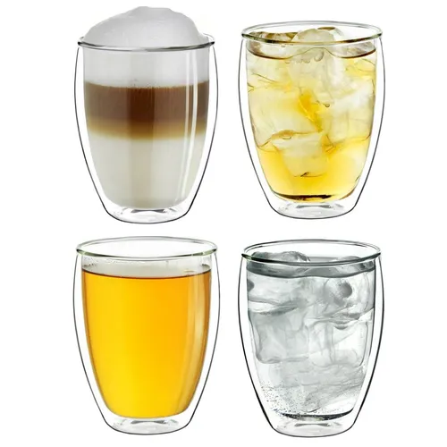 Creano Thermogläser doppelwandig 250ml „DG-Hoch“, 4er Set