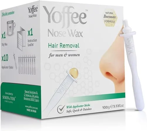 Yoffee Nose Wax Kit - Original Nasenhaarentferner - Wachsenkits für Männer und Frauen, mit Bio Bienenwachs für eine sanfte Haarentfernung und 10 recyclebaren Applikatoren für mehr Hygiene und Komfort.