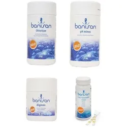 Banisan Poolpflege Banisan Wasserpflege-Set Chlorchranulat pH-Minus Algen Teststreifen