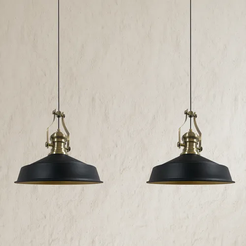 bamyum Neo-Asletl Pendelleuchte 2-flammig Schwarz - Moderne Hängelampe aus hochwertigem Metall, ideal für Esstisch und Wohnzimmer. Höhenverstellbar und einfach zu installieren, bringt sie industriellen Charme in Ihr Zuhause.