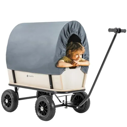 Miweba Bollerwagen Canvas mit Dach - 180 Kg Traglast - Handwagen mit 180 kg Traglast und abnehmbarem Dach für flexible Nutzung. Ideal für Familienausflüge, Gartenarbeiten und Einkäufe. Robuste Konstruktion und einfache Montage in nur 20 Minuten!