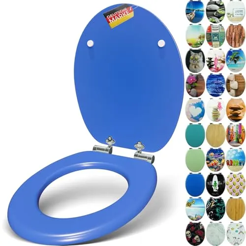 Sanfino WC-Sitz „Deep Blue“ – Hochwertiger Toilettendeckel mit Absenkautomatik - Toilettendeckel aus hochwertigem MDF, bietet hohen Sitzkomfort und sanftes Schließen durch Absenkautomatik. Verleihen Sie Ihrem Bad mit bunten Motiven eine individuelle Note!