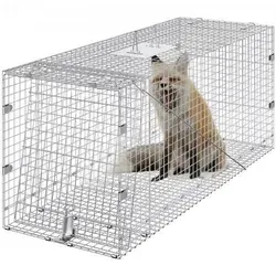 VEVOR Käfigfalle für lebende Tiere – humane Tierfalle 127 x 50 x 66 cm - VEVOR Käfigfalle für lebende Tiere, ideal für die humane Fangmethode. Robuste Konstruktion aus verzinktem Eisen, faltbar und leicht zu transportieren. Perfekt für streunende Tiere wie Hunde und Waschbären.