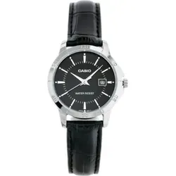 Casio Collection LTP-V004L-1AUDF Damenuhr - Elegante Armbanduhr für Damen mit schwarzem Zifferblatt und Lederarmband, wasserdicht bis 30 m – ideal für den Alltag und besondere Anlässe.