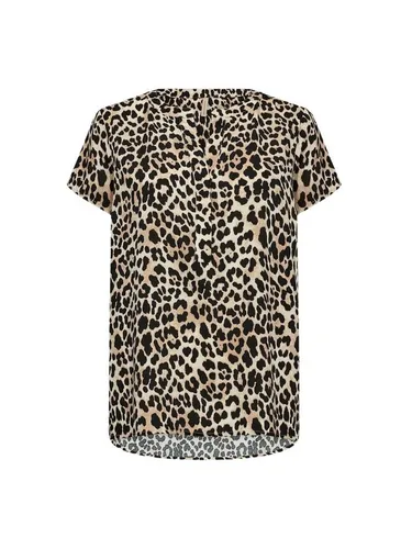 SOYACONCEPT Damen Bluse SC-Pietta, Kurzarm, Leoprint - Blusen & Tuniken für Damen mit modischem Leopardenprint in Sand – ideal für ein stilvolles und komfortables Tragegefühl an warmen Frühlingstagen.