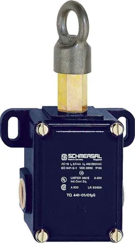 Schmersal Seilzugschalter TQ441-01/01Y-UER-M20 - Zuverlässiger NOT-AUS - Steckverbinder Zubehör, max. Zugschnurlänge 25 m, IP65 Schutzart für optimalen Einsatz in rauen Umgebungen.