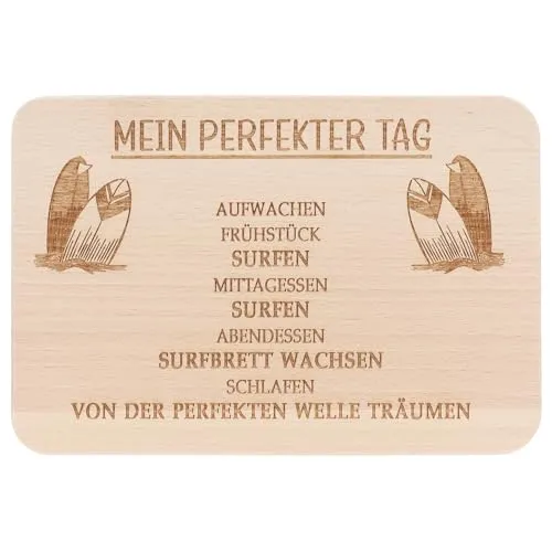 Spruchreif · Frühstücksbrettchen Surfen · Brotzeitbrett mit Gravur · Geschenke für Surfer · Geschenk Surfen