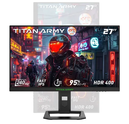 TITAN ARMY P2710S Gaming-Monitor - 27-Zoll QHD Gaming-Monitor mit 1 ms Reaktionszeit und 240 Hz Bildwiederholrate für flüssiges Gameplay und beeindruckende Bildqualität.