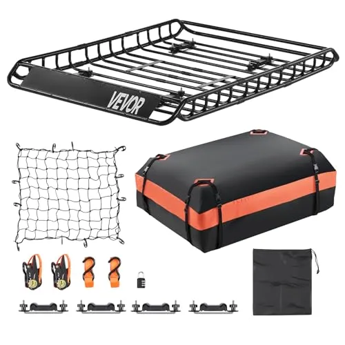 VEVOR Dachgepäckträger 1300x910mm - Robuster Dachkorb aus legiertem Stahl, mit einer Traglast von bis zu 200 lbs, ideal für Reisen und Outdoor-Abenteuer.