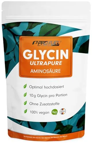 Glycin Pulver 1kg - Hochdosiert mit 10 g pro Portion - 100% veganes Aminosäurepulver - Entdecken Sie unser Glycin-Pulver mit über 99,9% Reinheit – ideal für eine optimale Aminosäureversorgung. Laborgeprüft, ohne Zusatzstoffe und für 100 Anwendungen geeignet. Hergestellt in Deutschland.