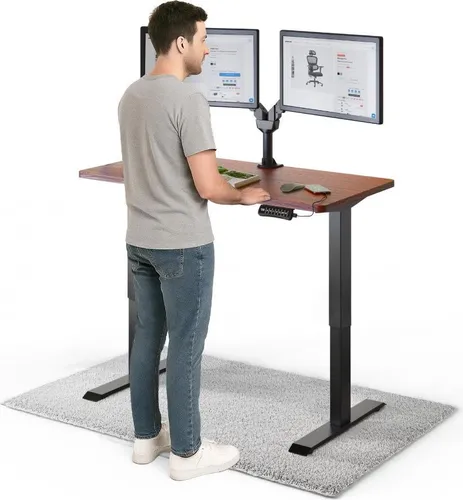 DESKSPACE PRO Elektrisch höhenverstellbarer Schreibtisch 120x60 cm – Schwarz/Braun mit Memory-Funktion - VIELSEITIG EINSETZBAR - Der elektrisch höhenverstellbare Schreibtisch fördert Komfort und Produktivität im Home-Office und Büro. Mit leiser Motorsteuerung und individueller Höhenverstellung für optimale Ergonomie.