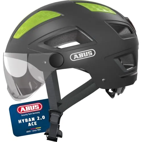 ABUS Stadthelm Hyban 2.0 ACE - Unisex Fahrradhelm mit Visier, LED-Rücklicht und ABS-Hartschale, ideal für Stadtverkehr und Freizeitfahrer, Größe XL, grau (titan)