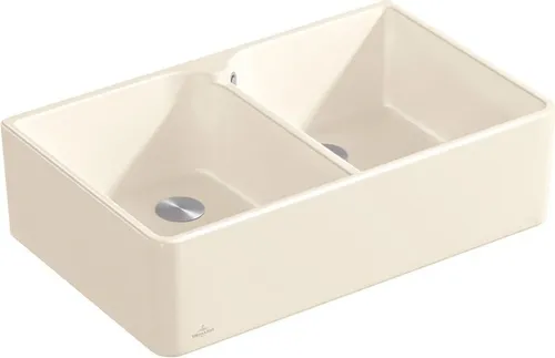 Villeroy & Boch Spülstein 80 X - 6380 01 RW Stone White - Keramikspüle in Stone White mit Handbetätigung, ideal für Unterschränke ab 80 cm, Maße: 79,5 x 50 cm, pflegeleichte ceramicplus-Oberfläche für langanhaltende Schönheit.