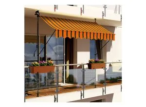 Swing Harmonie LED - Markise mit Kurbel, Balkonmarkise mit Beleuchtung und Solarmodul für optimalen Sonnenschutz und gemütliche Abende