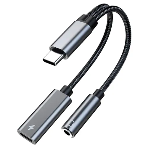 MMOBIEL USB-C auf 3.5mm Kopfhörer Adapter und Laden 16 Bit / 60W 2-in-1 Splitter USB Type-C auf Mic Aux Audio Jack Adapter mit Schnellladung für iPhone 17 16 15, iPad Air/Pro, Galaxy S26 S25 S24 S23