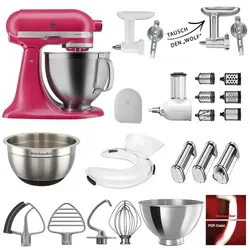 KitchenAid Küchenmaschine Artisan 5KSM195PS Mega-Paket Hibiscus