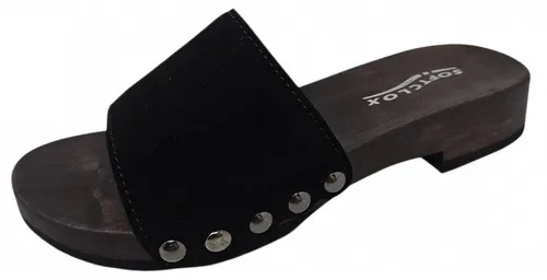 Softclox Bea Pantolette Schwarz - Komfort und Stil in Gr. 37 - Elegante Pantolette von Softclox in Schwarz. Flacher Absatz und hochwertiges Velourleder sorgen für einen bequemen Sitz und Stil im Alltag.
