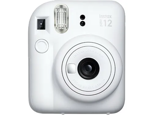 INSTAX Mini 12 Sofortbildkamera Clay-White - Automatische Belichtung, integrierter Selfiespiegel und Nahaufnahme-Modus für perfekte Sofortbilder