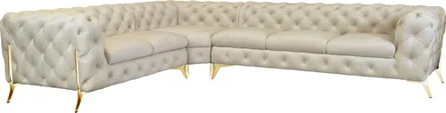 Home affaire Chesterfield-Sofa Amaury L-Form, großes Ecksofa, Chesterfield-Optik, Breite 323 cm, Fußfarbe wählbar