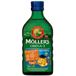 Möller's Omega-3 Kids Fruchtgeschmack Öl - Arzneimittel mit DHA und EPA für Kinder, unterstützt Gehirn- und Herzfunktion sowie Sehkraftentwicklung. Ideal für eine gesunde Ernährung!