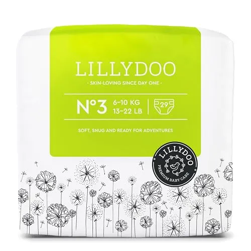 LILLYDOO hautfreundliche Baby Windeln - Größe 3 (6+ kg), 29 Stück, Sicherer Auslaufschutz, Weich, Ohne Parfüme & Lotionen für empfindliche Haut, Dermatologisch getestet