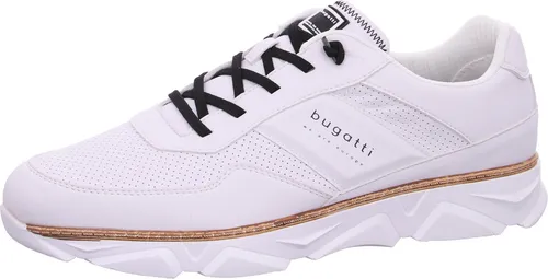 bugatti Herren Low-Top Sneaker - Bequeme Sportschuhe mit Wechselfußbett - Herren-Sneaker in Weiß (2000) mit normaler Weite und schnürbarem Verschluss, ideal für Freizeit und Sport.