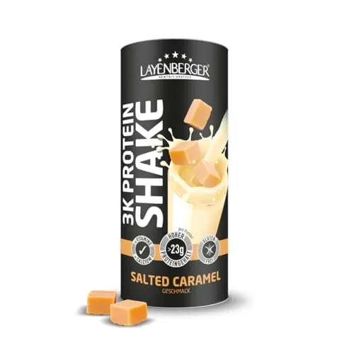 Layenberger 3k Protein Shake Salted Caramel Pulver - Leckeres Pulver für eiweißreiche Getränke, ideal als Mahlzeit oder Snack. Enthält hochwertige Proteine und Vitamine für eine ausgewogene Ernährung.