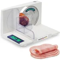Sommertal Allesschneider AS170 - Elektrische Schneidemaschine mit Edelstahlmesser - Allesschneider für präzise Schnitte von 0-15mm, klappbar und platzsparend, ideal für Wurst, Käse und Brot.