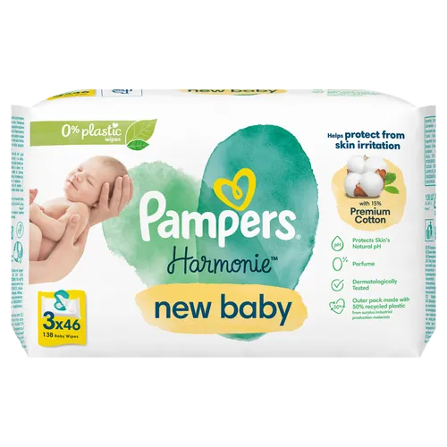 Pampers Harmonie New Baby Chusteczki nawilżane dla dzieci 3 opakow 8700216201025