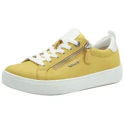 Tamaris Comfort Damen Sneaker flach mit Reißverschluss - Gelb (Yellow Nubuc), 38 EU - Damen-Sneaker mit T-flow-Technologie für sanfte Dämpfung und federleichten Gang. Hochwertige Materialien und herausnehmbare Einlegesohle bieten individuellen Komfort und Stil.