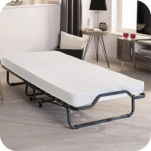 Beautissu klappbares Gästebett Venetia - 90x200 cm, faltbares Reisebett mit 10,5 cm Schaumstoffmatratze und stabilem Stahlrahmen, ideal für Übernachtungsgäste und platzsparend verstaut