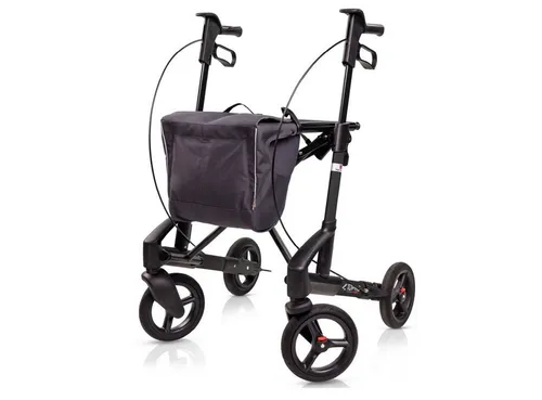 TOPRO Troja 5G "Black Series" Rollator - Faltbarer Premium Rollator mit Ankipphilfe - Rollatoren - Faltbar und ideal für Indoor und Outdoor, mit 7 Jahren Garantie und optimalem Griffkomfort für höchste Sicherheit.