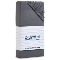 Blumtal Spannbettlaken Blumtal Basics 100% Baumwolle, Baumwolle, Gummizug: Rundum, (1 Stück), Jersey Bettlaken - atmungsaktiv, strapazierfähig und faltenfrei grau 180 cm x 200 cm