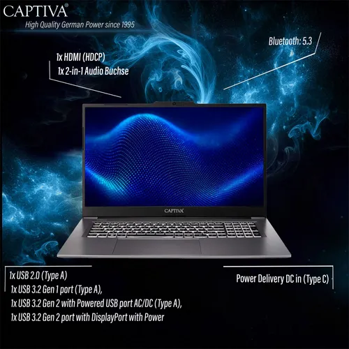 Captiva Notebook Power Starter I98-973GE i5-1335U (17,3, 16GB, 500GB SSD, Intel Iris Xe Graphics, Win 11 Home) (98973)
