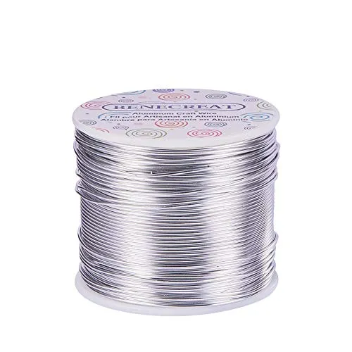 BENECREAT 1.2mm Aluminiumdraht 116m Lang(380 Füße) Eloxiert Schmuck Handwerk machen Friesen Floral farbigen Aluminium Craft Draht - Silber